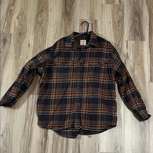 RedHead Men's Plaid Button-Down Shirt - Black, Orange and Brown